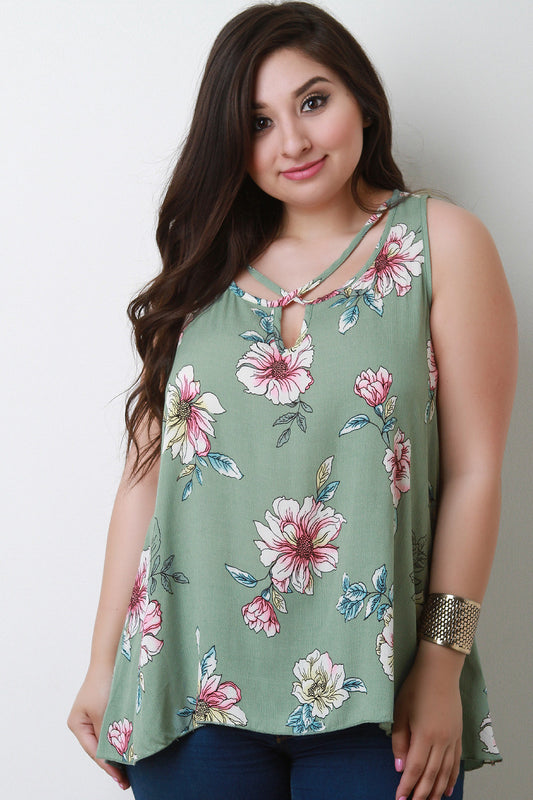 Floral Print Cage Yoke Shift Top