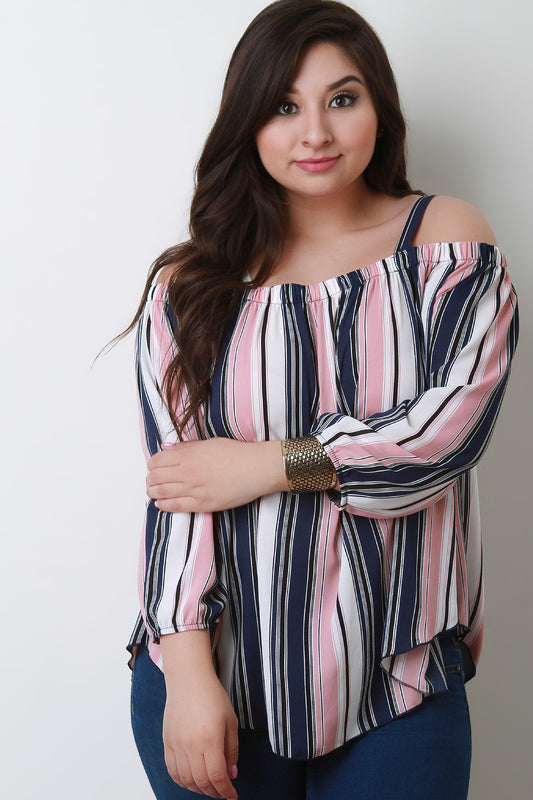 Vertical Striped Shoulder Stripes Bardot Top