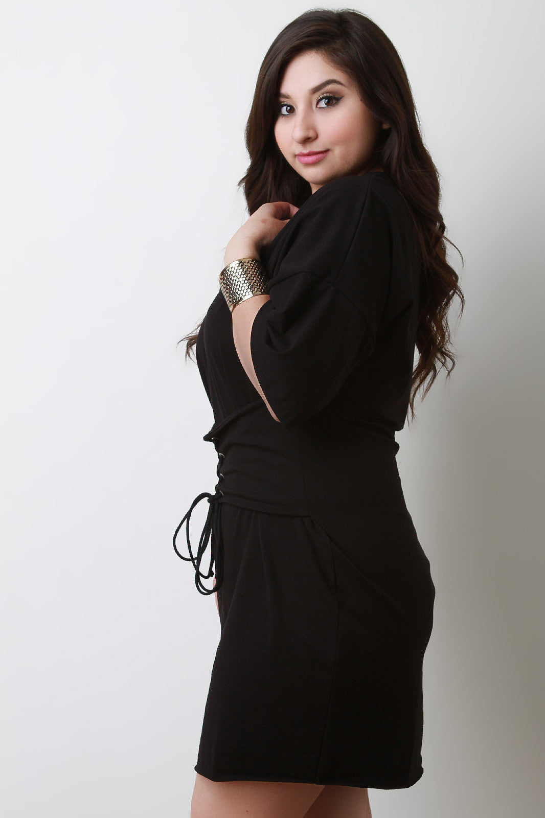 Round Neck Corset Shift T-Shirt Dress