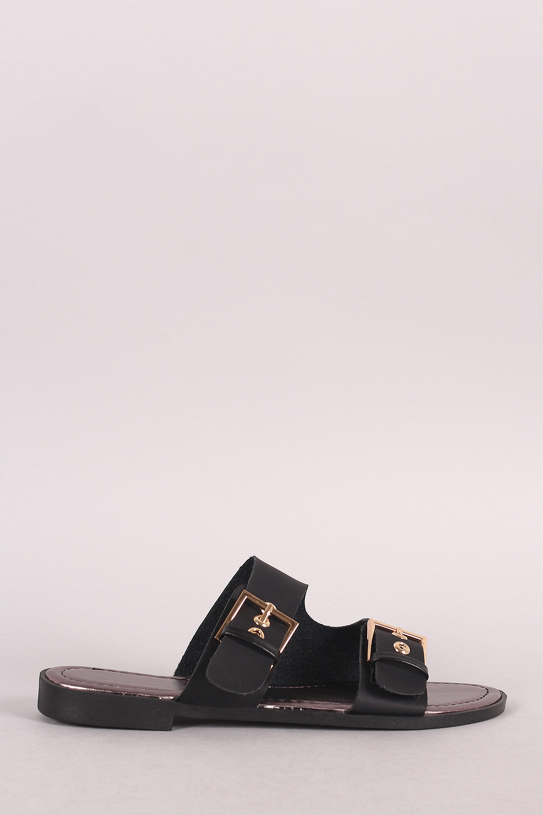 Buckle Accent Double-Band Slide Sandal