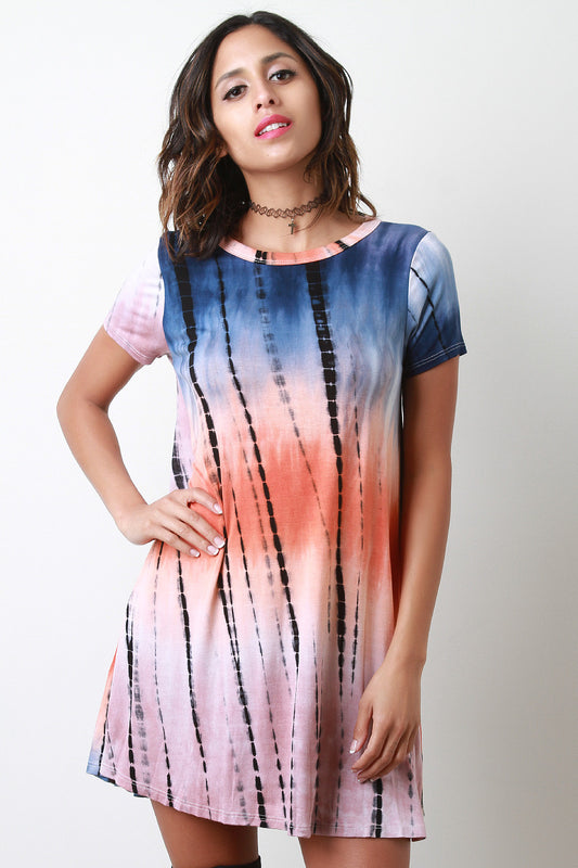Tie Dye Open Back T-Shirt Dress