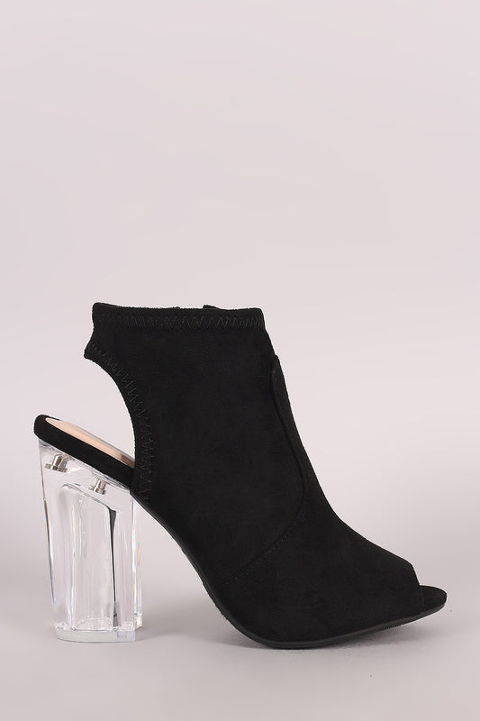 Delicious Fitted Suede Chunky Heeled Booties