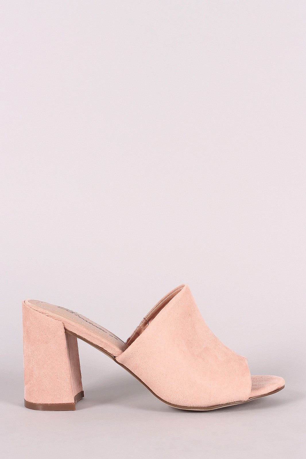 Breckelle Suede Open Toe Mule Chunky Heel