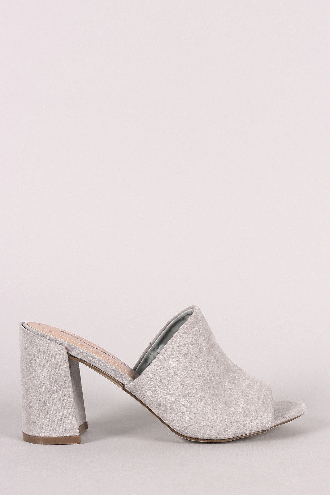 Breckelle Suede Open Toe Mule Chunky Heel