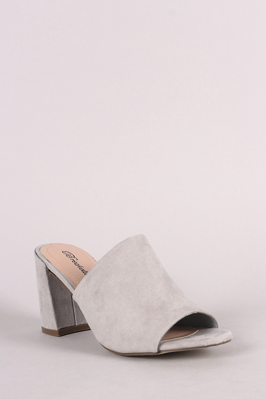 Breckelle Suede Open Toe Mule Chunky Heel