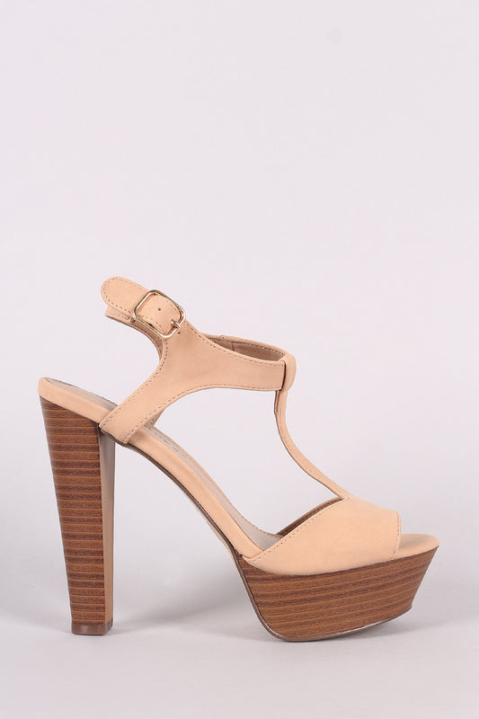 Breckelle T-Strap Platform Chunky Heel