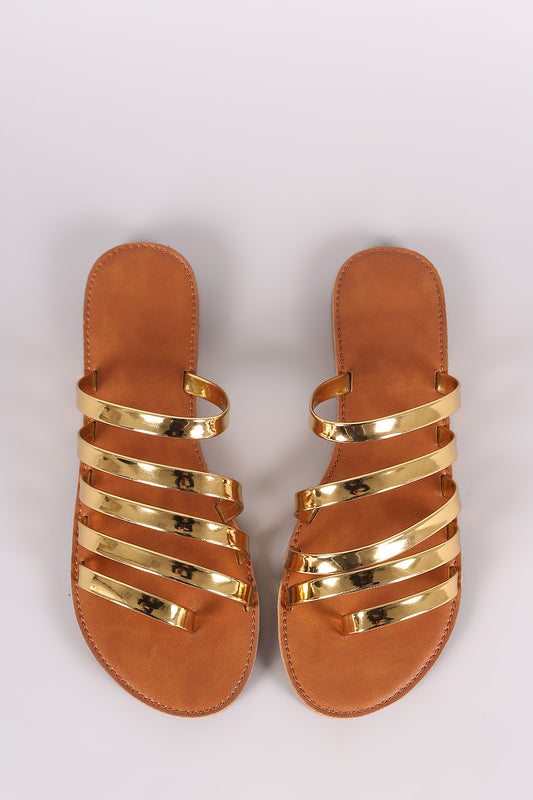 Strappy Patent Slide Flat Sandal