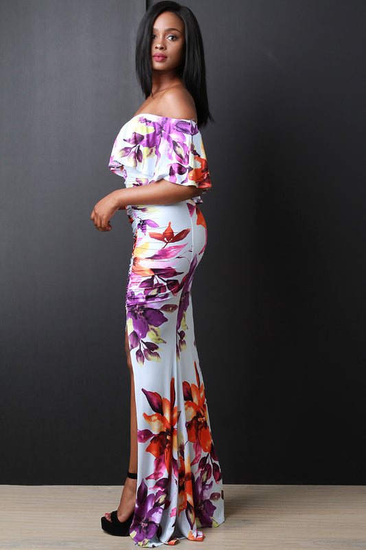 Tropic Floral Bardot Maxi Dress