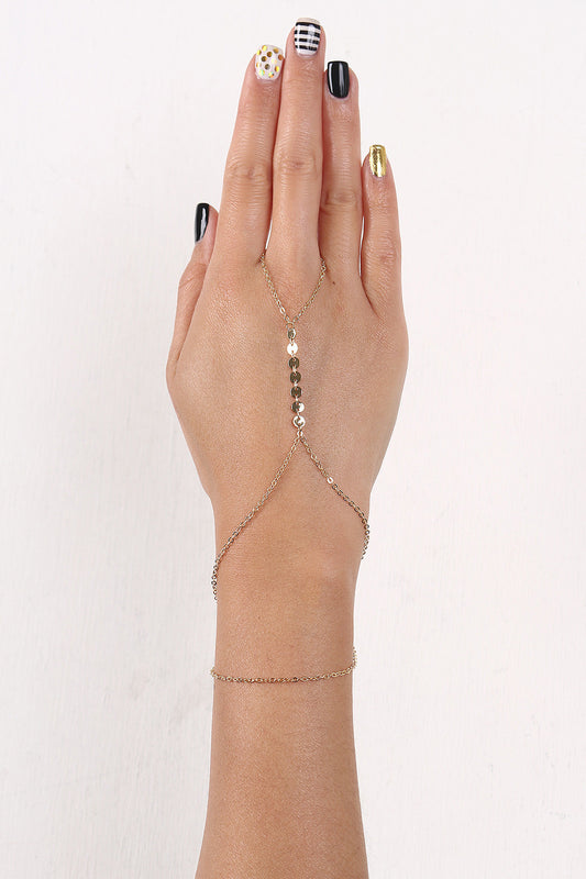 Coin Accent Curb Link Hand Chain