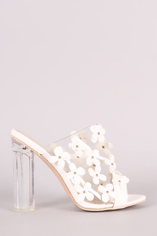Floral Applique Perspex Mule Heel