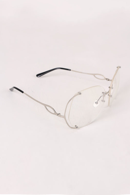Oversized Clear Lenses Rimless Butterfly Glasses
