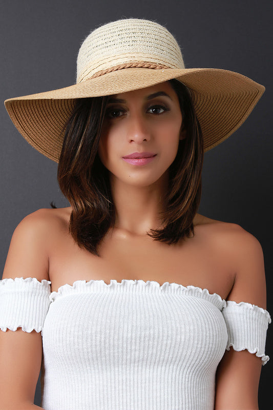 Multi-Color Braided Trim Straw Sun Hat