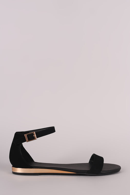 Bamboo Nubuck Ankle Strap Open Toe Flat Sandal