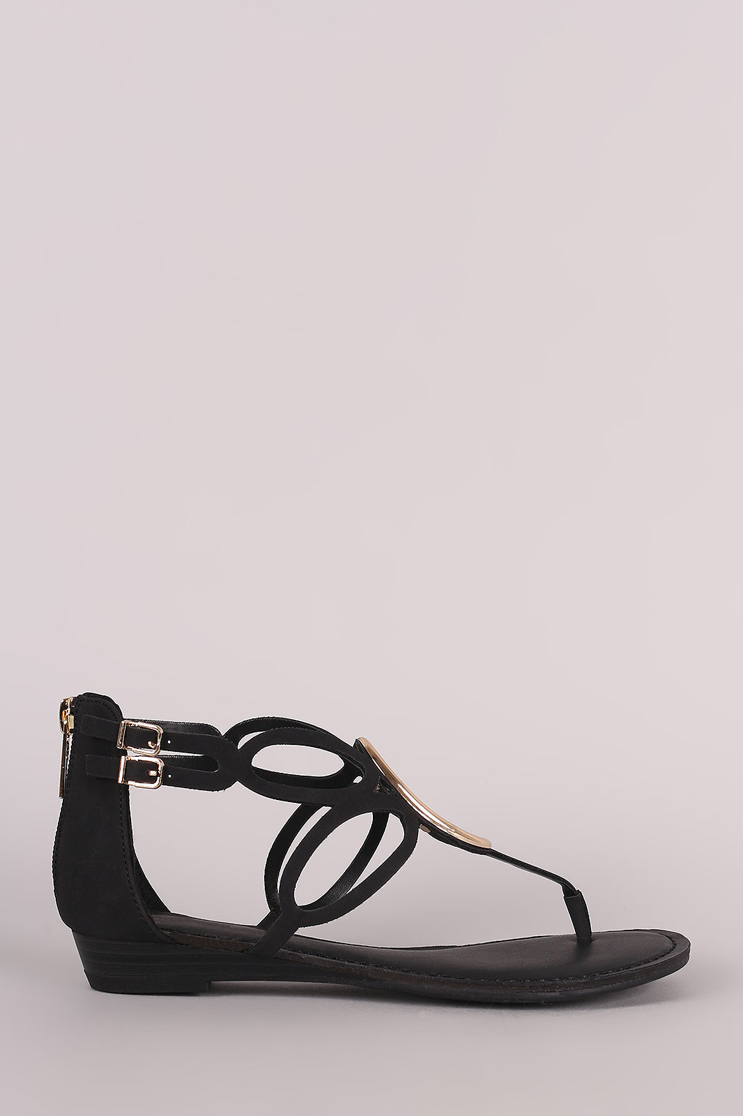 Breckelle Nubuck O-Ring Accent Cutout Thong Flat Sandal