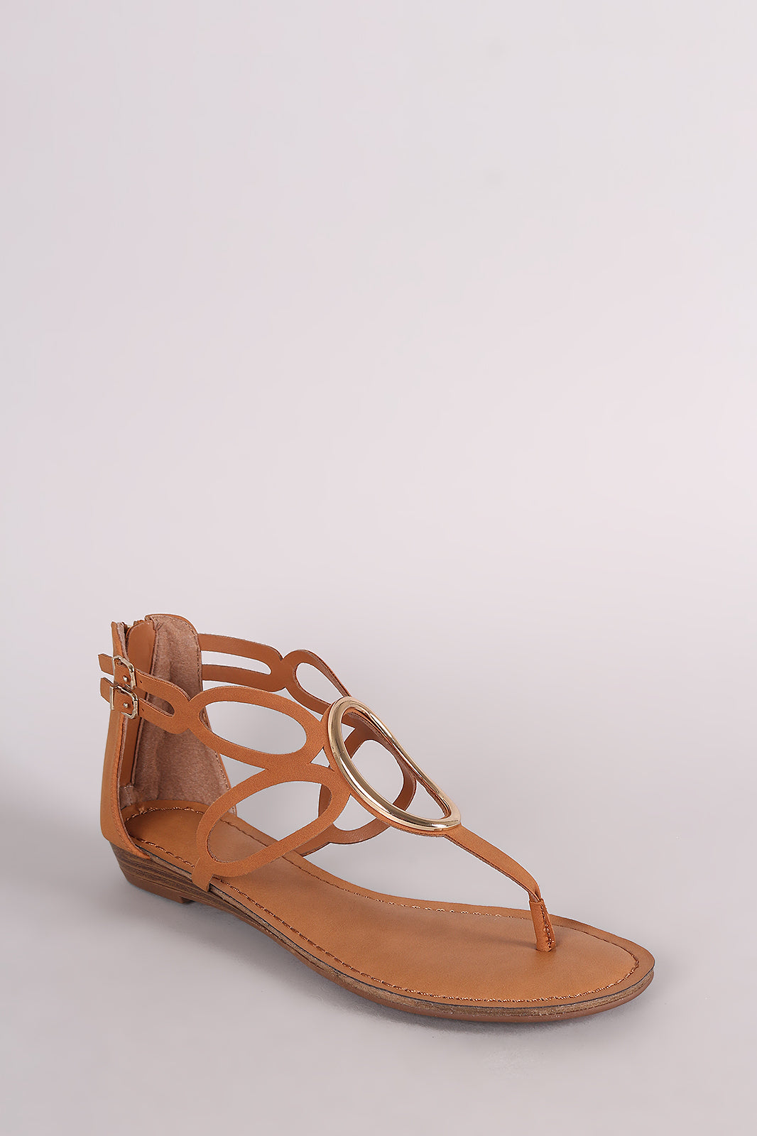 Breckelle Nubuck O-Ring Accent Cutout Thong Flat Sandal