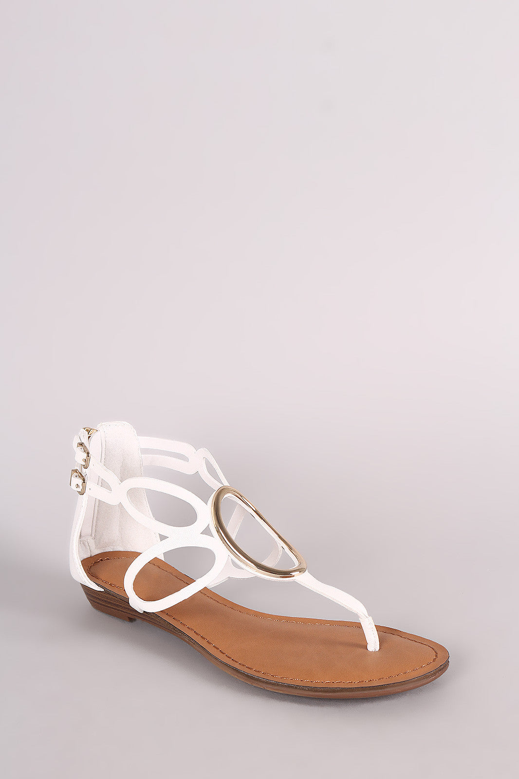 Breckelle O-Ring Accent Cutout Thong Flat Sandal