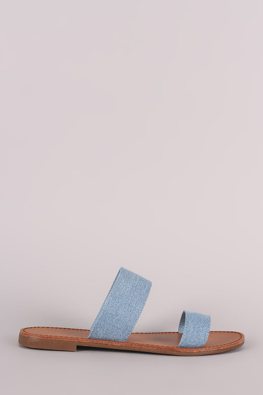 Breckelle Double Denim Band Slide Sandal