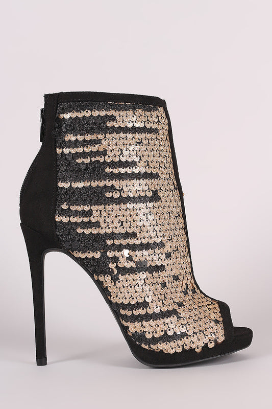 Wild Diva Lounge Suede Glitter Sequin Stiletto Ankle Boots