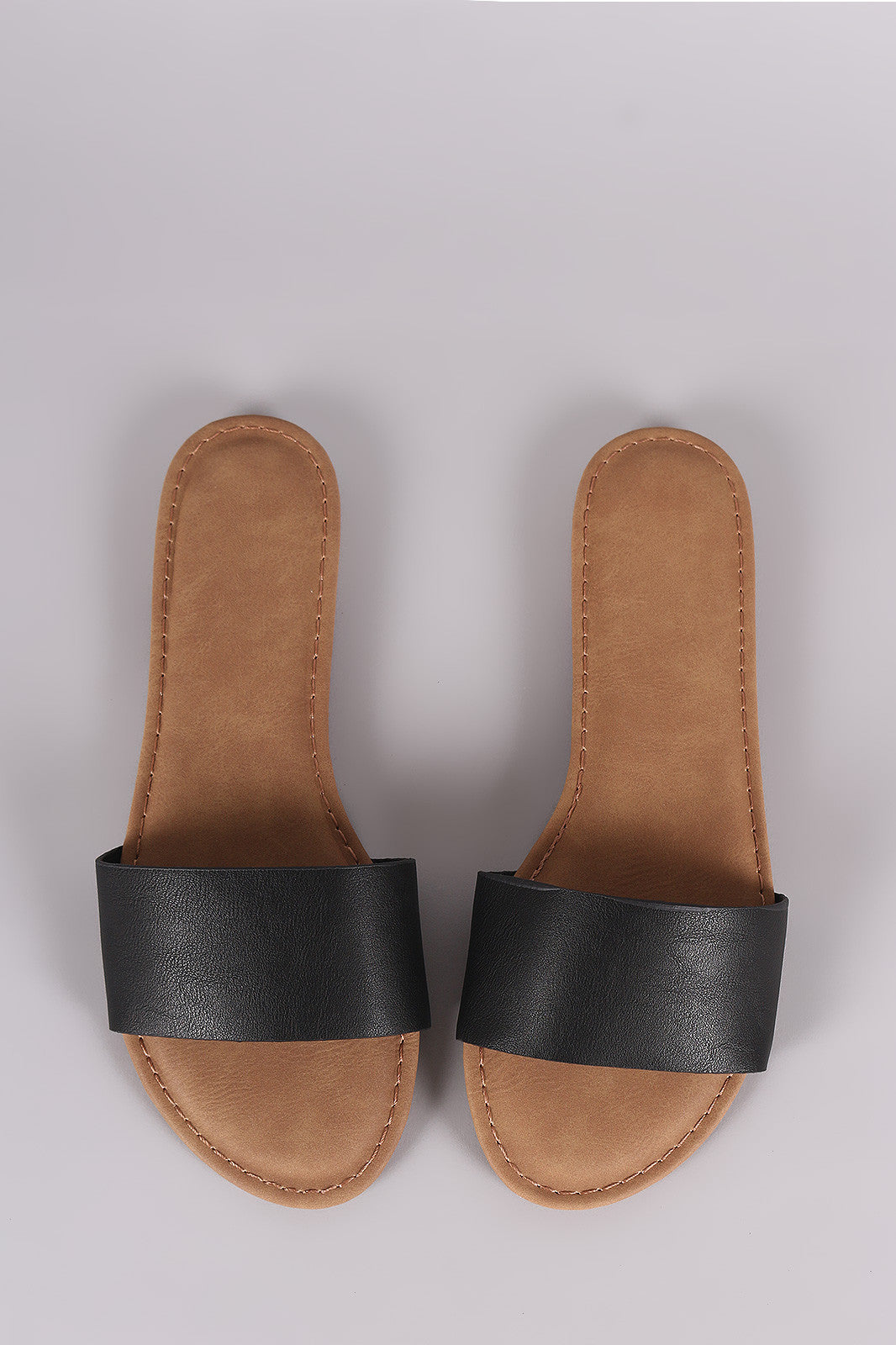 Bamboo Leather Single Wide Band Slip-On Sandal