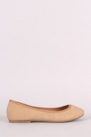Bamboo Nubuck Round Toe Ballet Flat