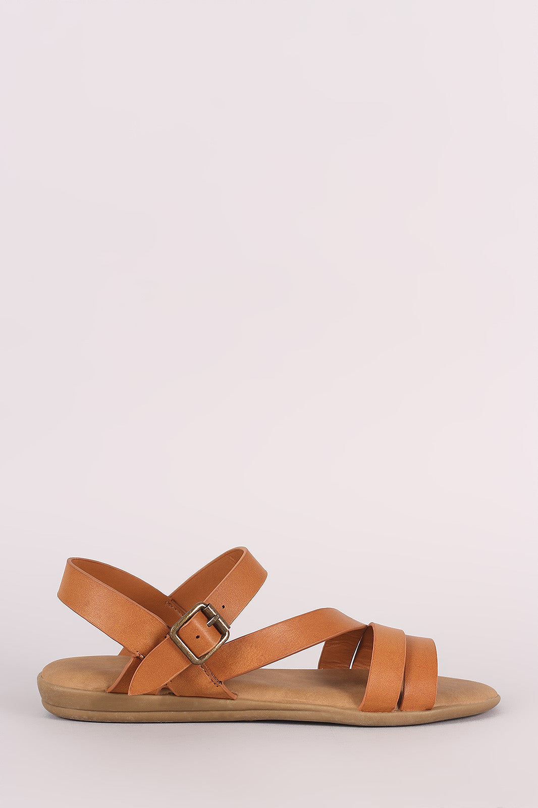 Bamboo Open Toe Asymmetric Strap Flat Sandal