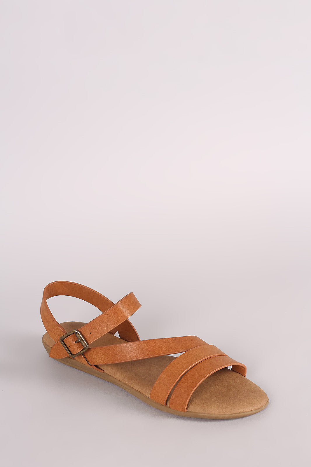 Bamboo Open Toe Asymmetric Strap Flat Sandal