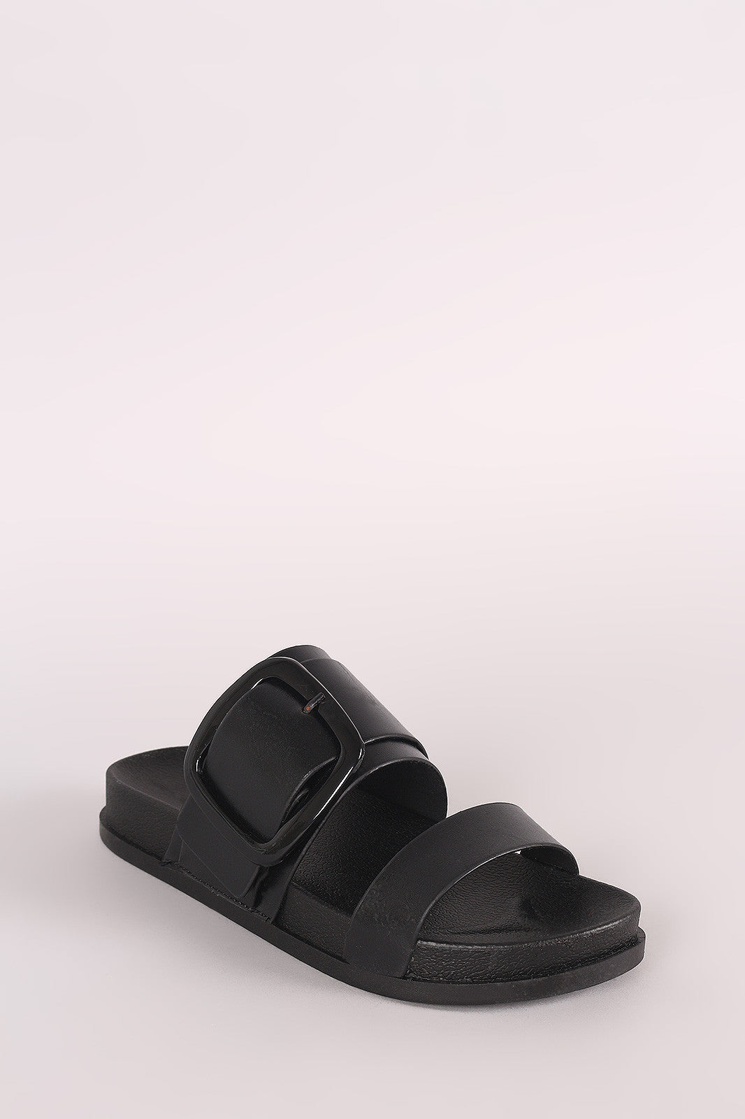 Buckled Double Band Open Toe Slide Sandal