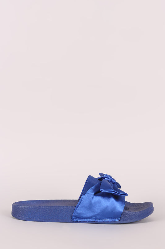 Satin Bow Open Toe Slide Sandal