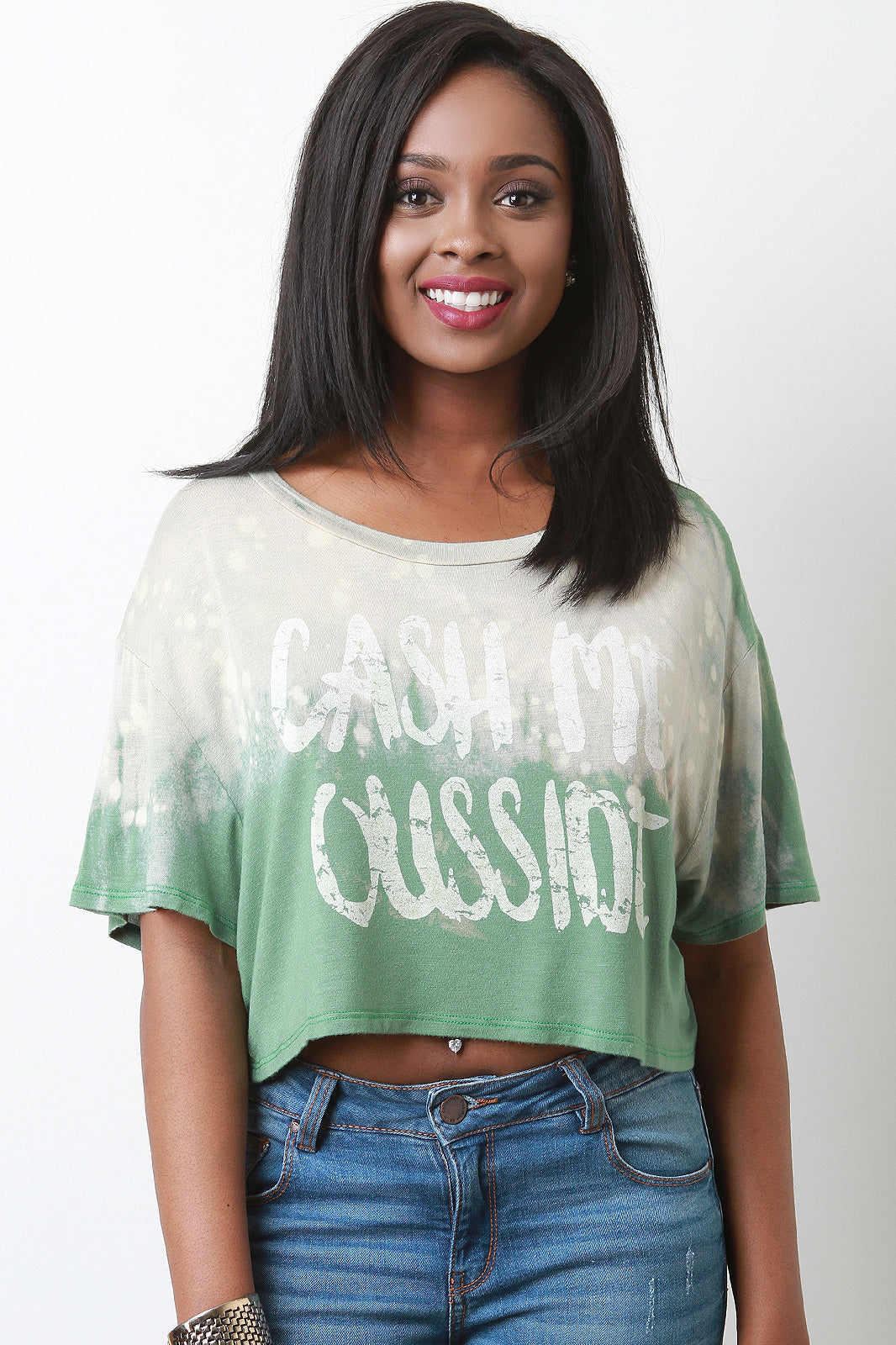 Cash Me Outside Tie-Dye Crop Top