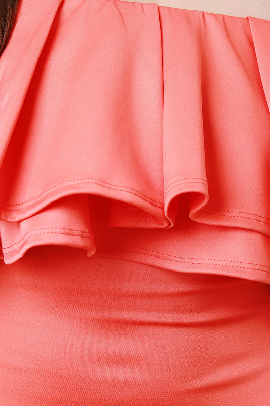 Off The Shoulder Tiered Ruffle Midi Dress