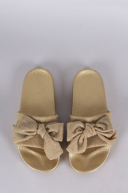 Glitter Oversized Bow Slide Sandal