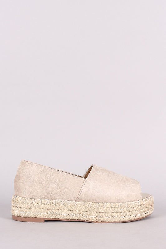 Suede Slip On Espadrille Flatform