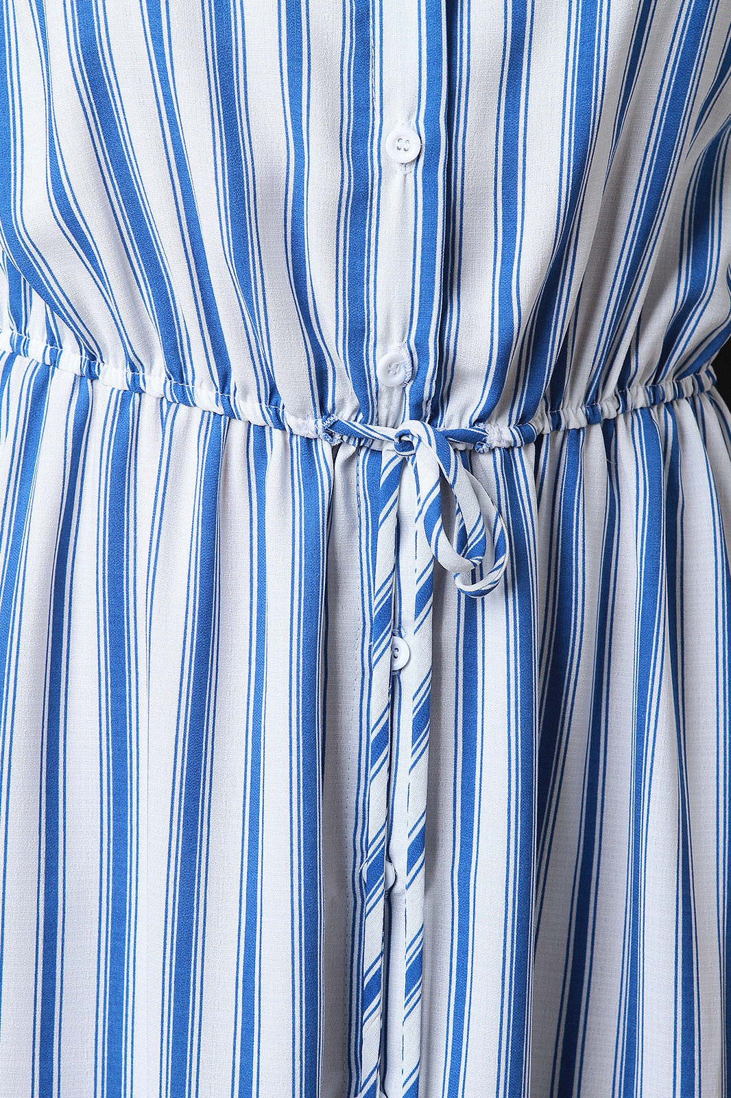 Button Up V-Neck Striped High Low Maxi Dress