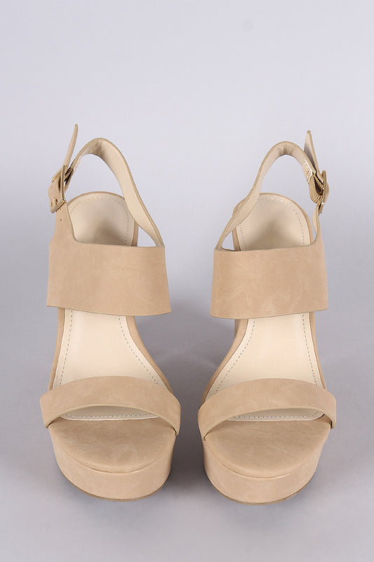 Nubuck Open Toe Chunky Platform Heel
