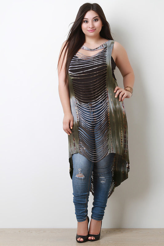 Tie-Dye Center Slit Cover-Up Top