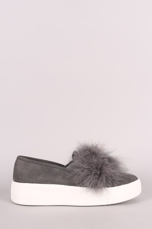 Soda Soft Fluffy Faux Fur Slip-On Flatform Sneaker