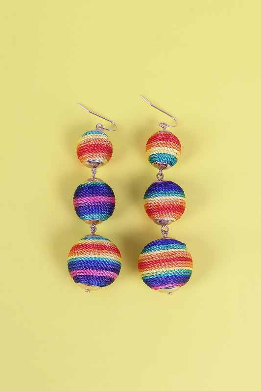 Rainbow Triple Ball Earrings