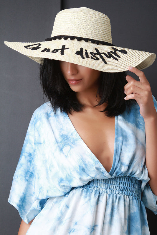 Pom Pom Embroidered Sun Hat