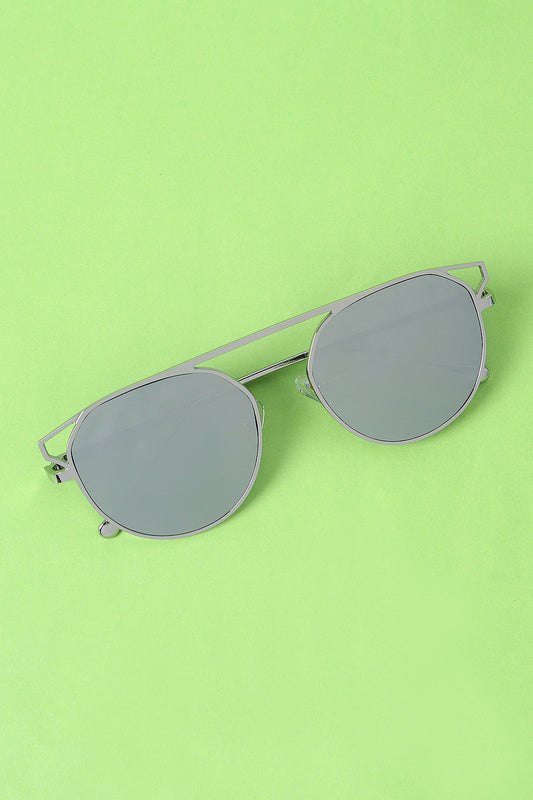 Semi-Round Mirrored Lens Sunglasses
