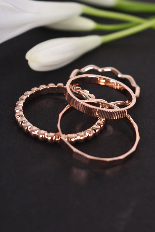 Textured Beaded Ring Set