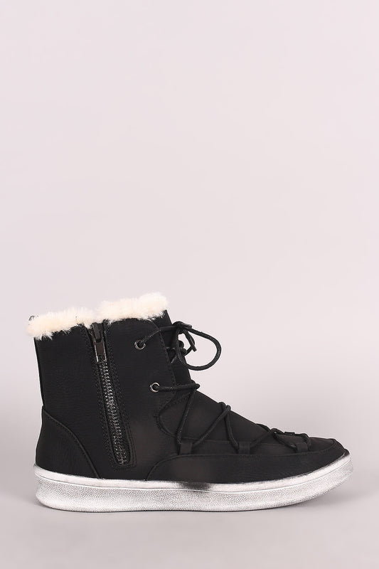 Double Side Zip High Top Lace-Up Sneaker