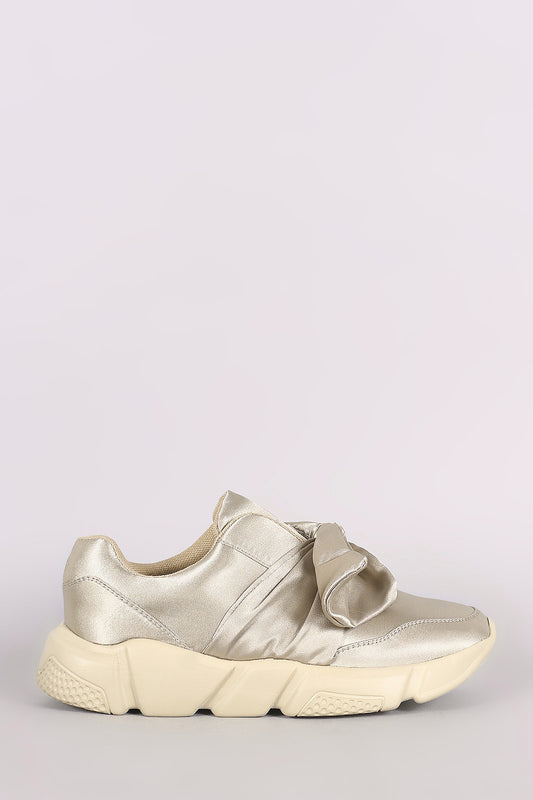 Satin Bow Accent Slip-On Sneaker