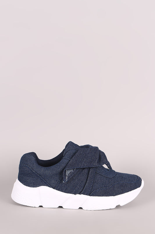 Denim Bow Accent Slip-On Sneaker