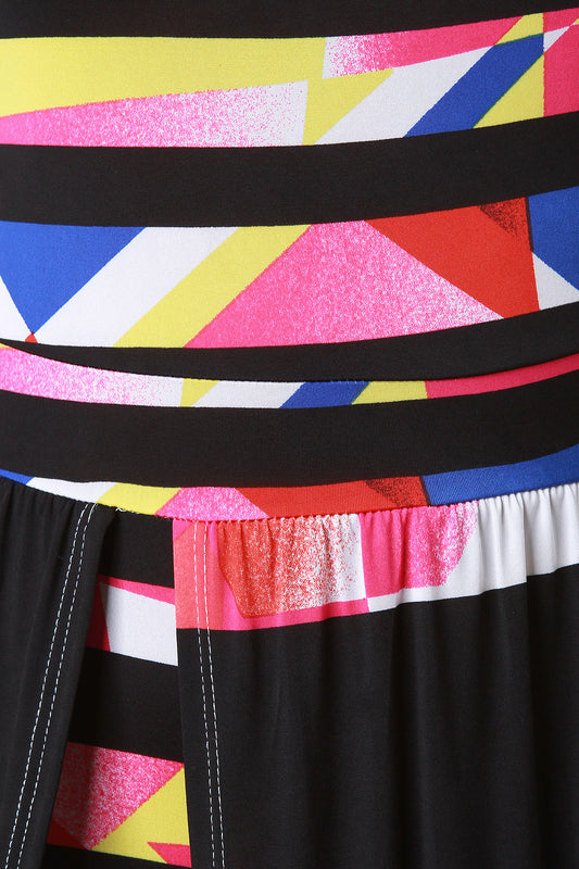 Geo Striped Bardot Maxi Dress