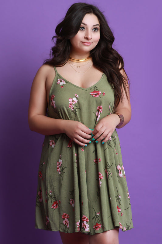 Floral Print V-Neck Sleeveless Shift Dress