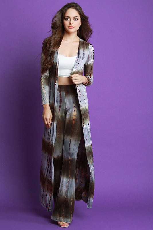 Tie Dye Jersey Knit Maxi Cardigan