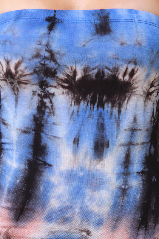 Tie Dye Jersey Knit Tube Maxi Dress