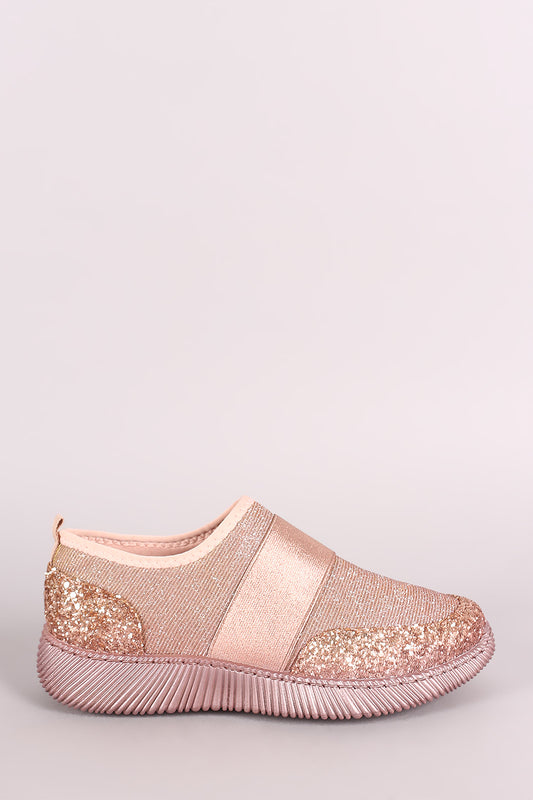 Bamboo Sparkling Glitter Rigged Slip On Sneaker