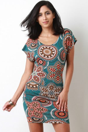 Bohemian Floral Wheels Mini Dress