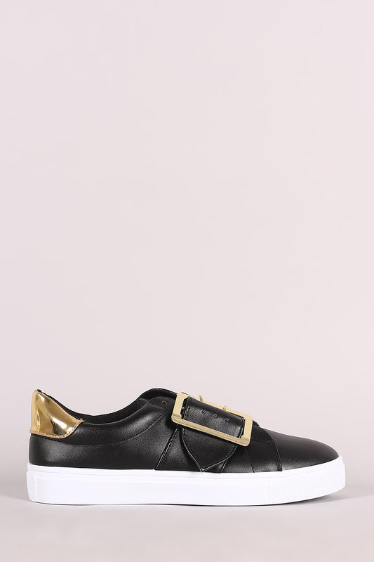 Qupid Buckle Strap Low Top Sneaker